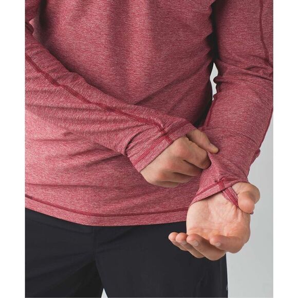 Lululemon Surge Warm 1/2 Zip In Silver Heathered Prep Red - Picture 4 of 13